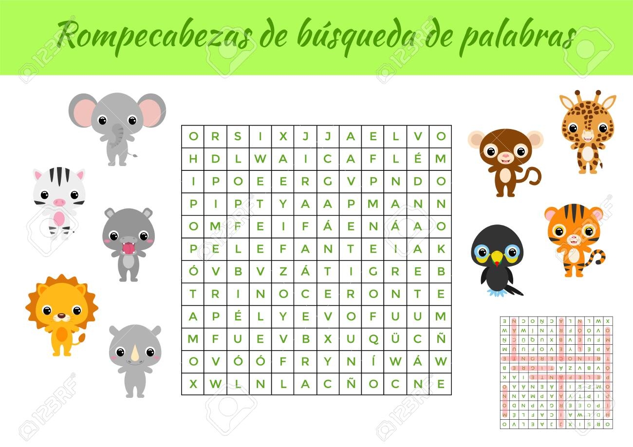 Rompecabezas De B squeda De Palabras Word Search Puzzle Educational Game For Study Spanish Words Kids Activity Worksheet Colorful Printable Version With Answers Vector Stock Illustration Royalty Free SVG Cliparts Vectors And