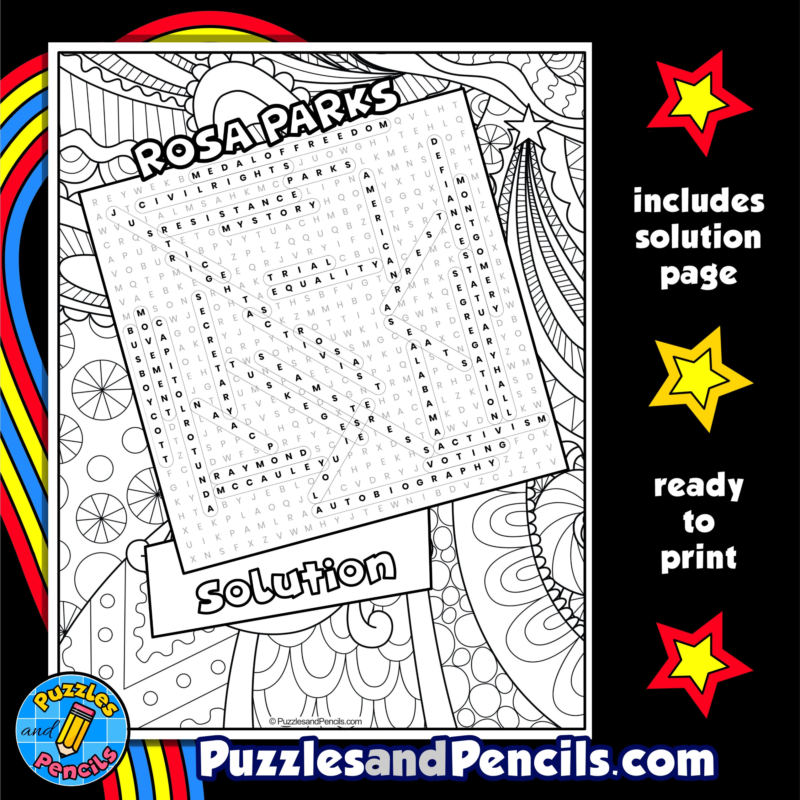 Rosa Parks Word Search Printable