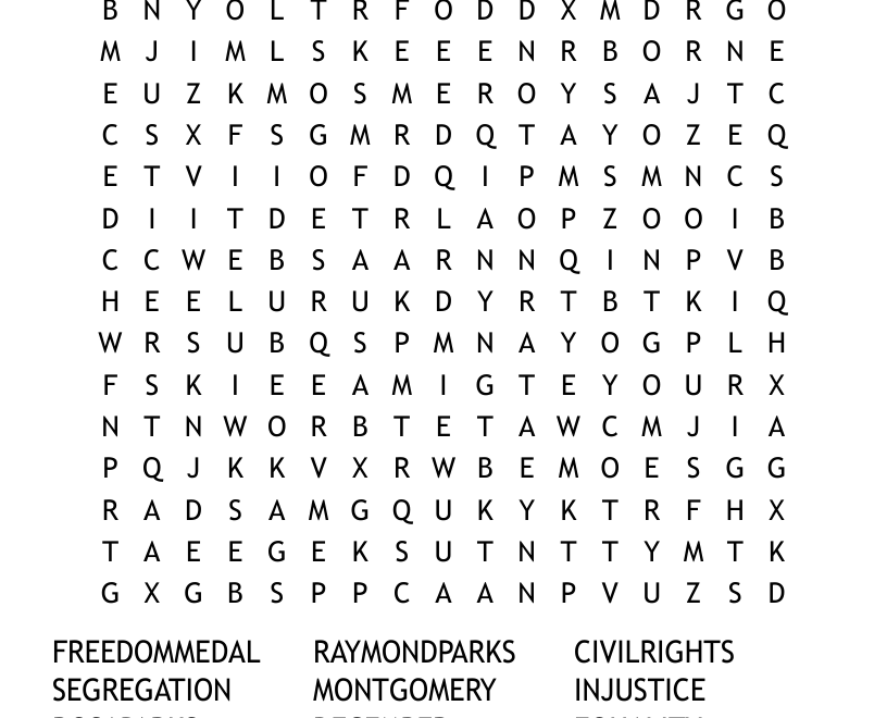 ROSA PARKS Word Search WordMint