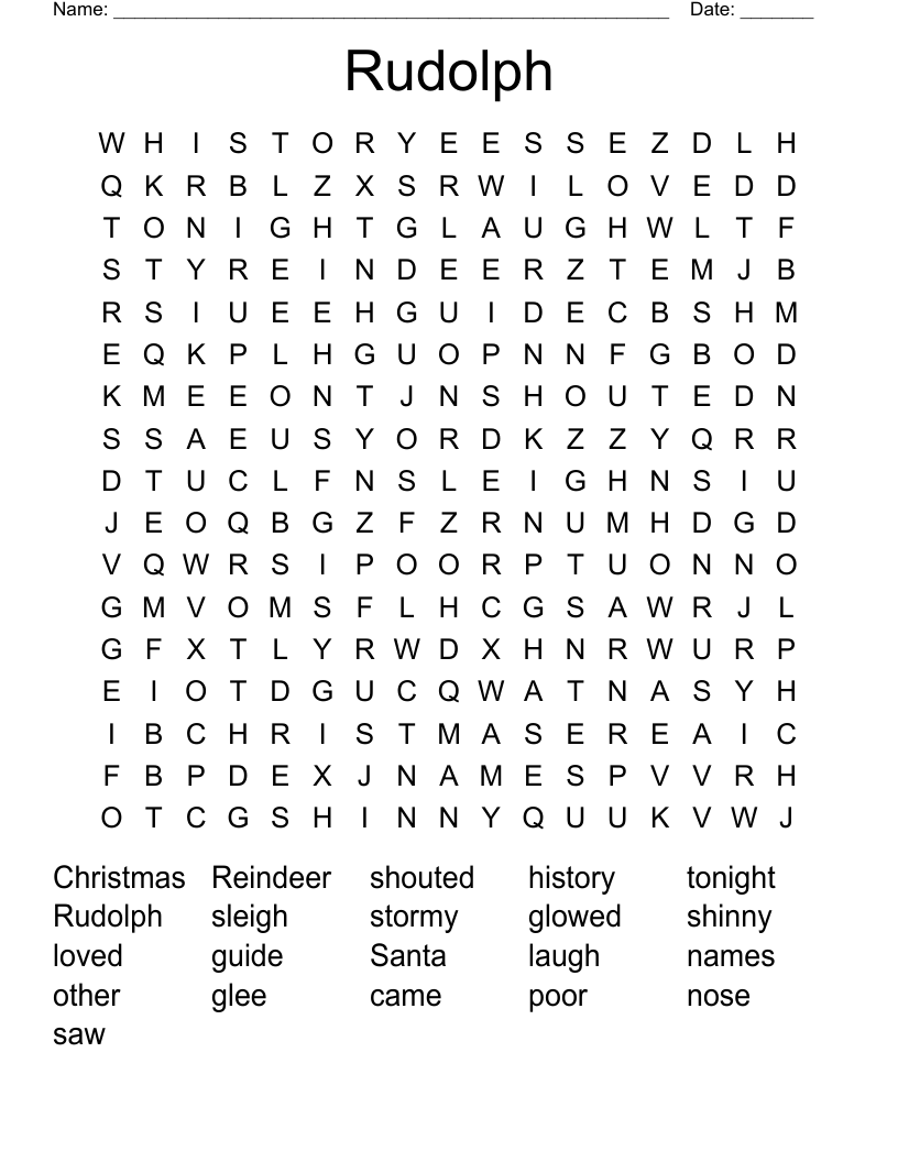Rudolph Word Search WordMint
