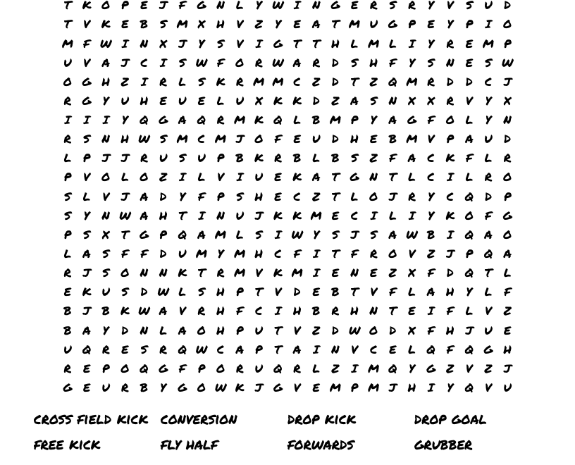 Rugby Word Find Word Search WordMint