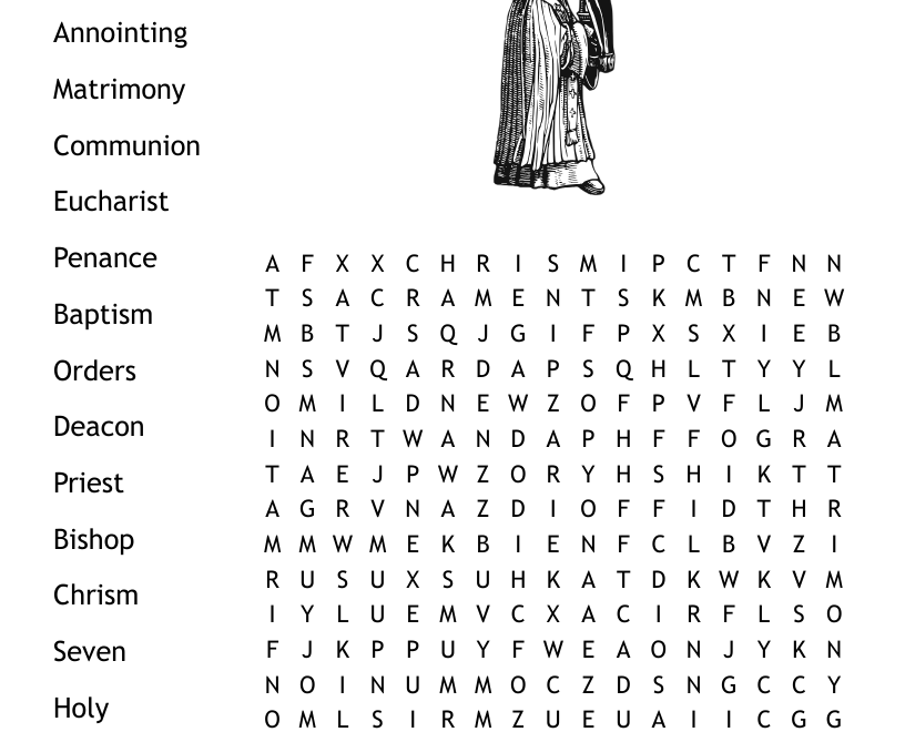Sacraments Word Search WordMint