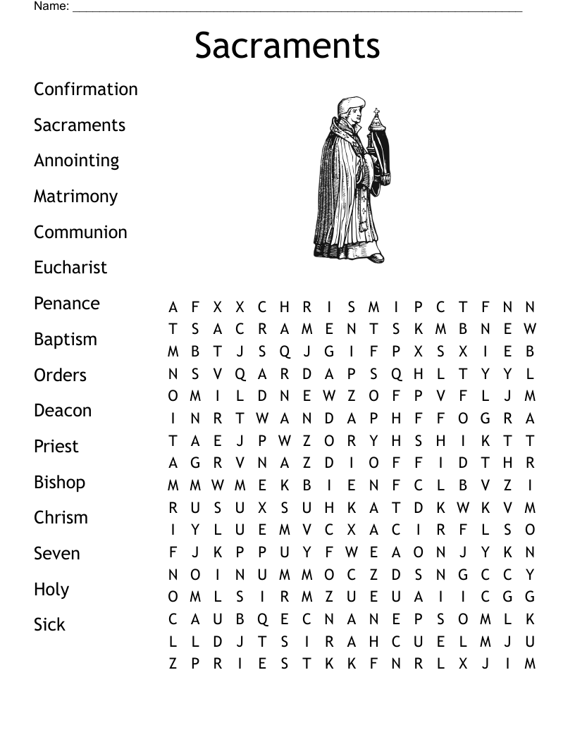 Sacraments Word Search WordMint