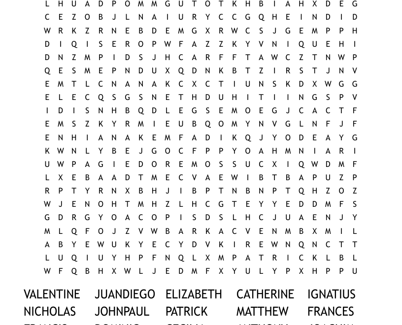 Saints Word Search WordMint