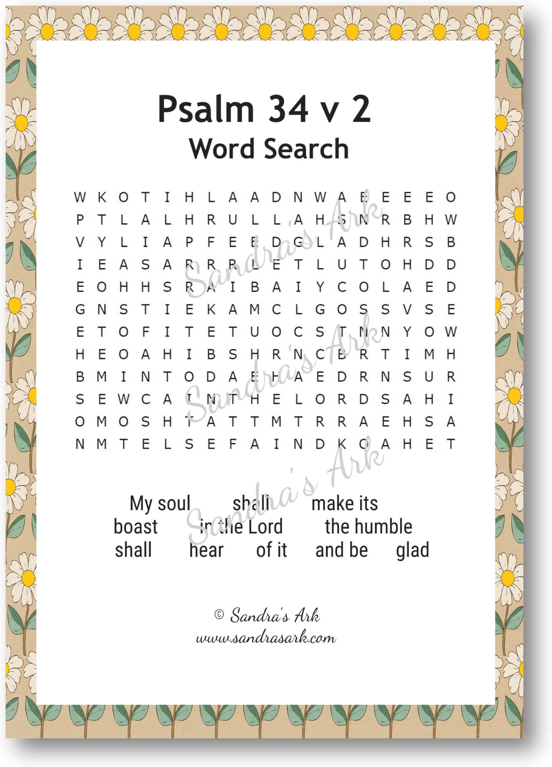 Sandra s Ark Psalm 34 V 1 4 Free Word Search Puzzles Coffee Conversation