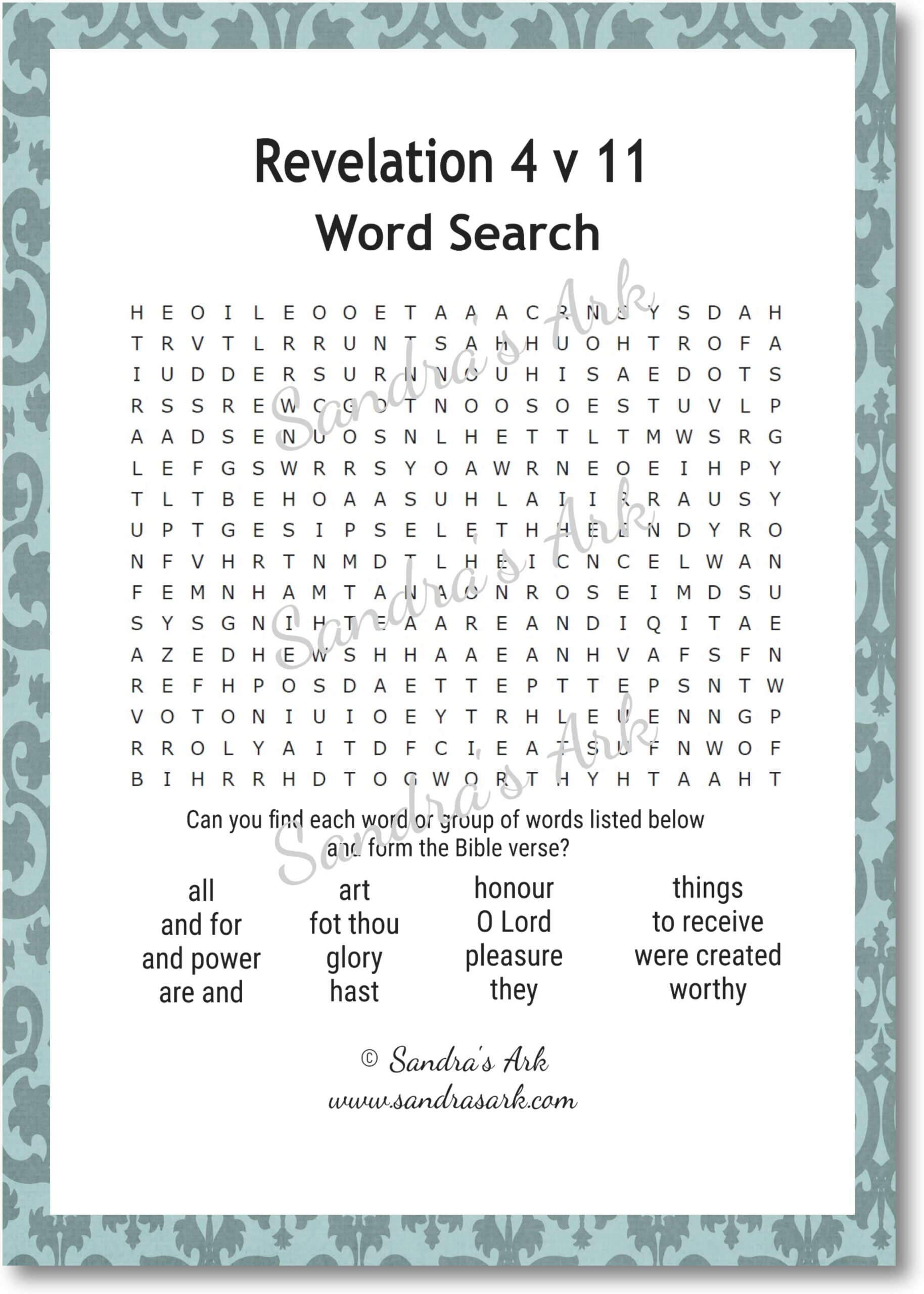 Elementary Bible Word Search Printable