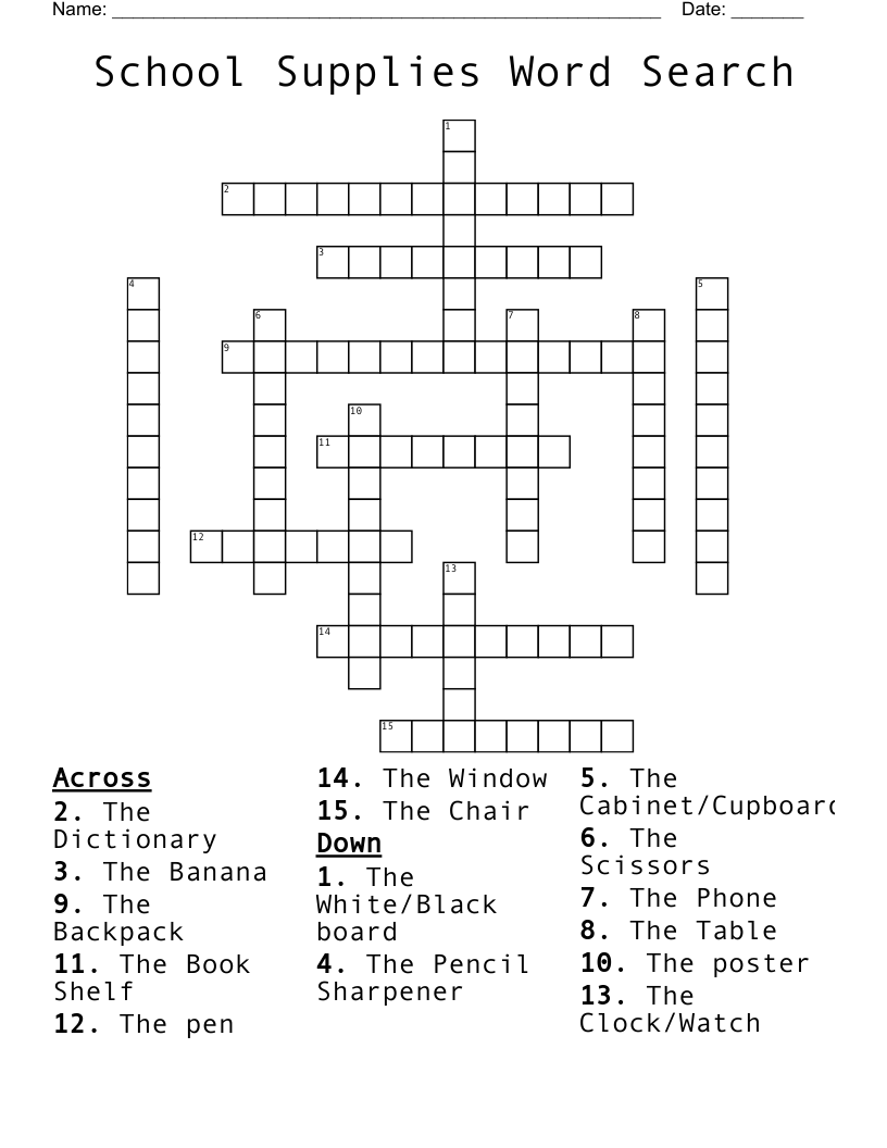 School Supplies Word Search Crossword WordMint School Supplies Word Search Crossword WordMint