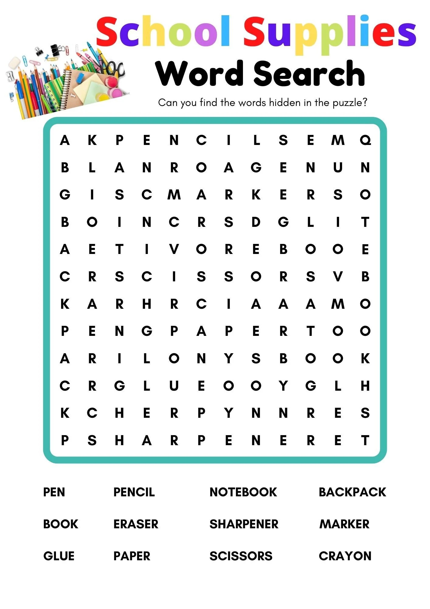 School Supplies Word Search Printable School Word Search School Family Game Night Games Search Etsy School Supplies Word Search Printable School Word Search School Family Game Night Games Search Etsy