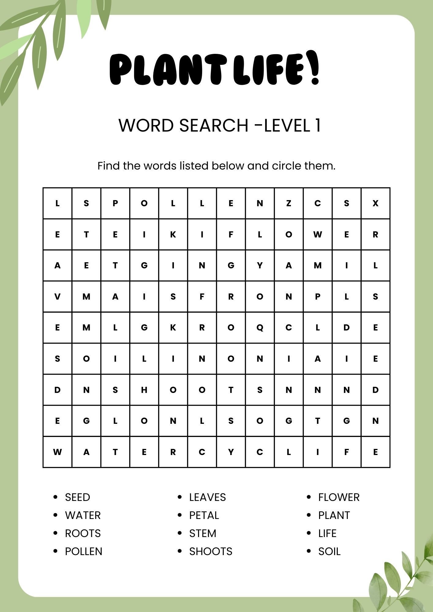 Word Searches Printable Vocabulary Science
