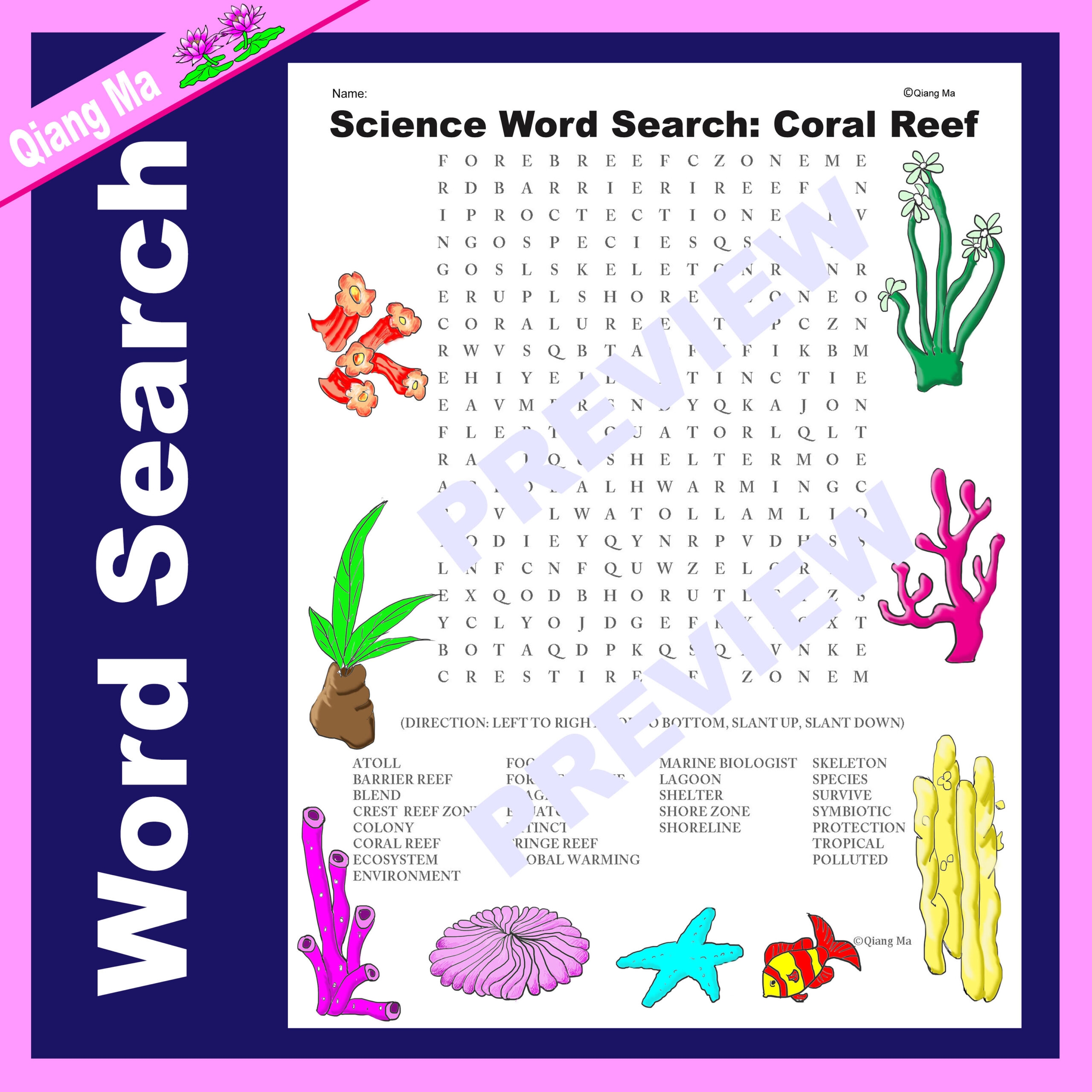 Science Word Search Coral Reef Made By Teachers