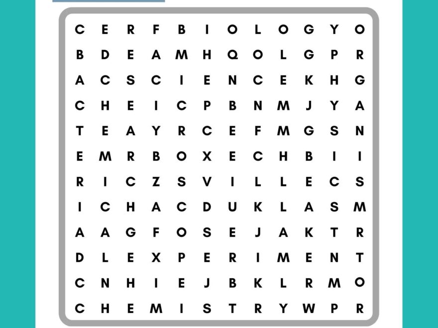 Science Word Search Printable Instant Download PDF Etsy