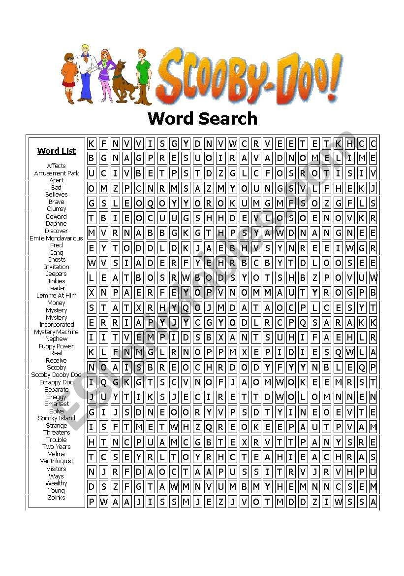 Scooby Doo Word Search ESL Worksheet By Ella Spanier
