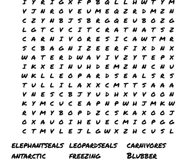 Seals Word Search WordMint