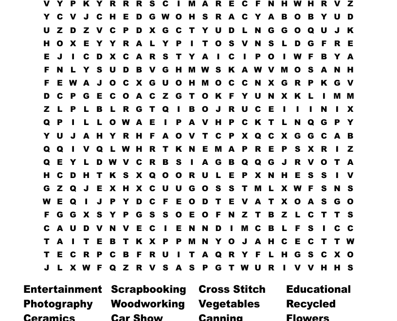 Senior Fair Fun Word Search WordMint