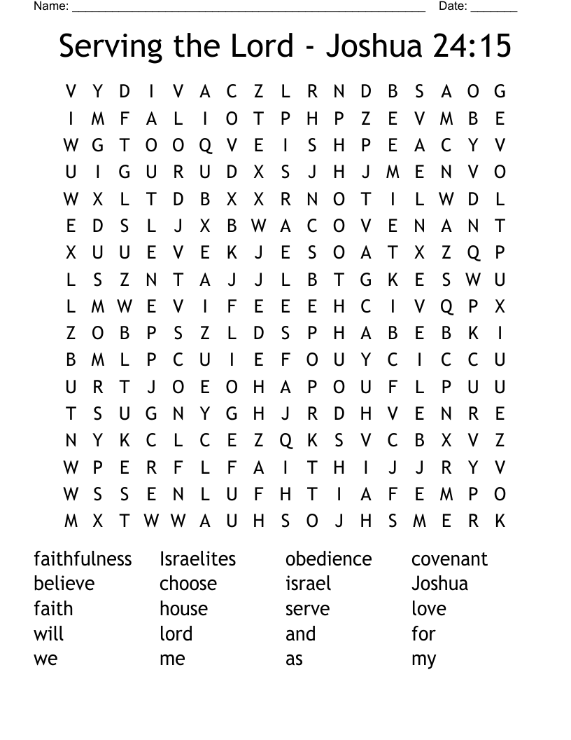 Serving The Lord Joshua 24 15 Word Search WordMint