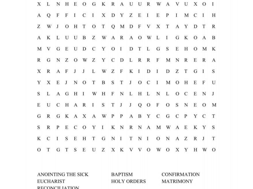Seven Sacraments Word Search CatholicMom