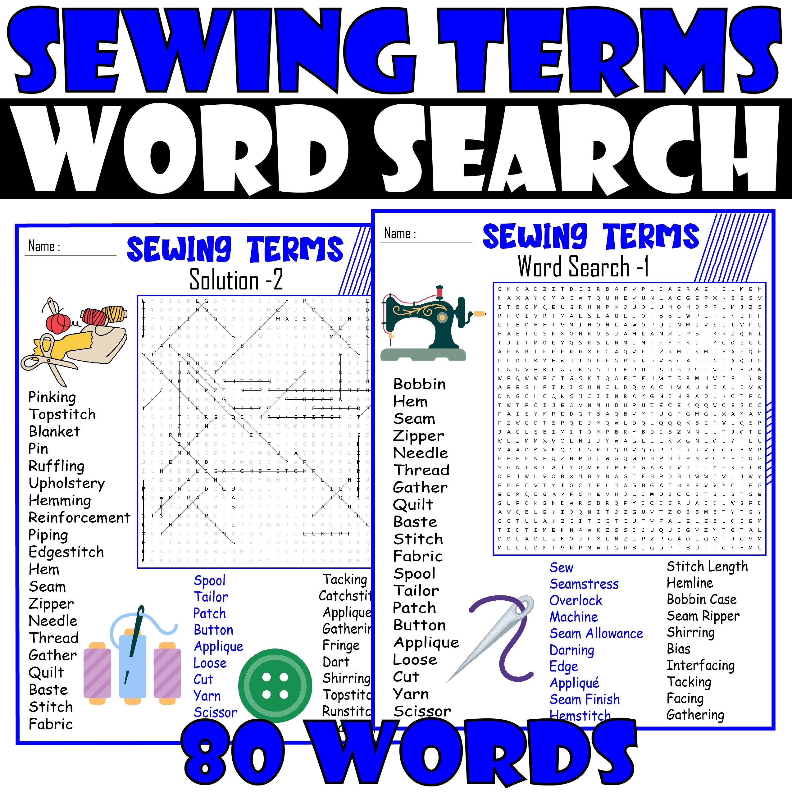 SEWING TERMS Word Search Puzzle SEWING TERMS Word Search WorkSheet Made By Teachers