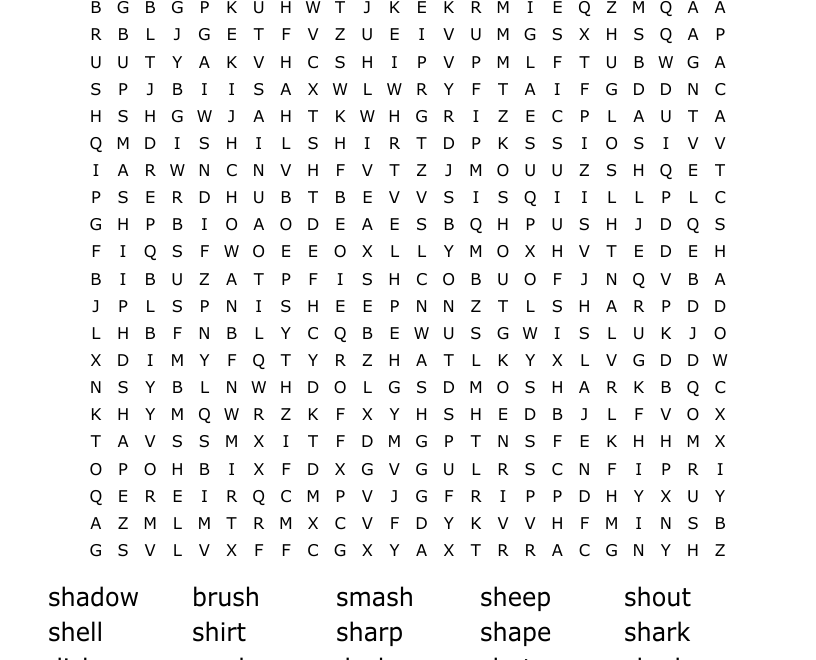 SH Word Search WordMint