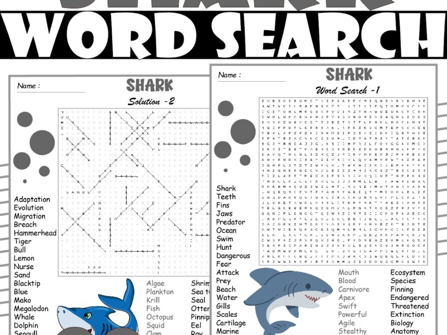 SHARK Word Search Puzzle All About SHARK Word Search Activities Made By Teachers