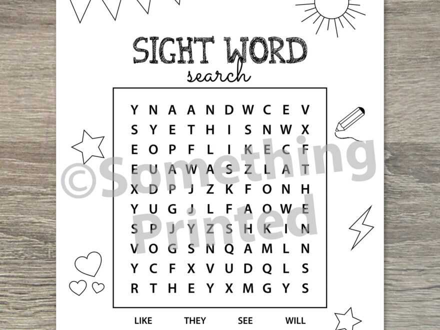 Sight Words Game Sight Words Printable Worksheet Kindergarten Learning Worksheet Wordsearch Coloring Pages For Kids Printable Etsy