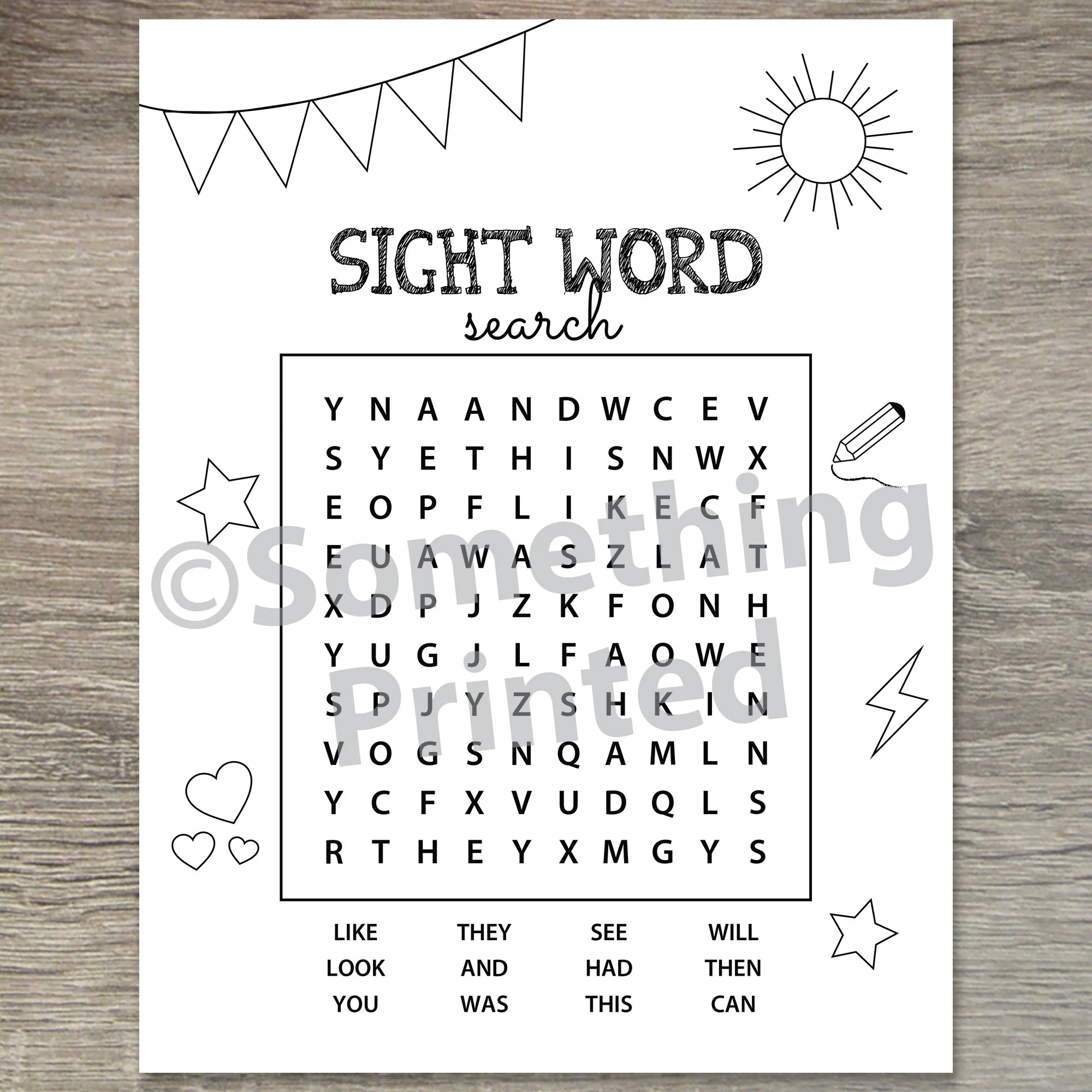Sight Words Game Sight Words Printable Worksheet Kindergarten Learning Worksheet Wordsearch Coloring Pages For Kids Printable Etsy