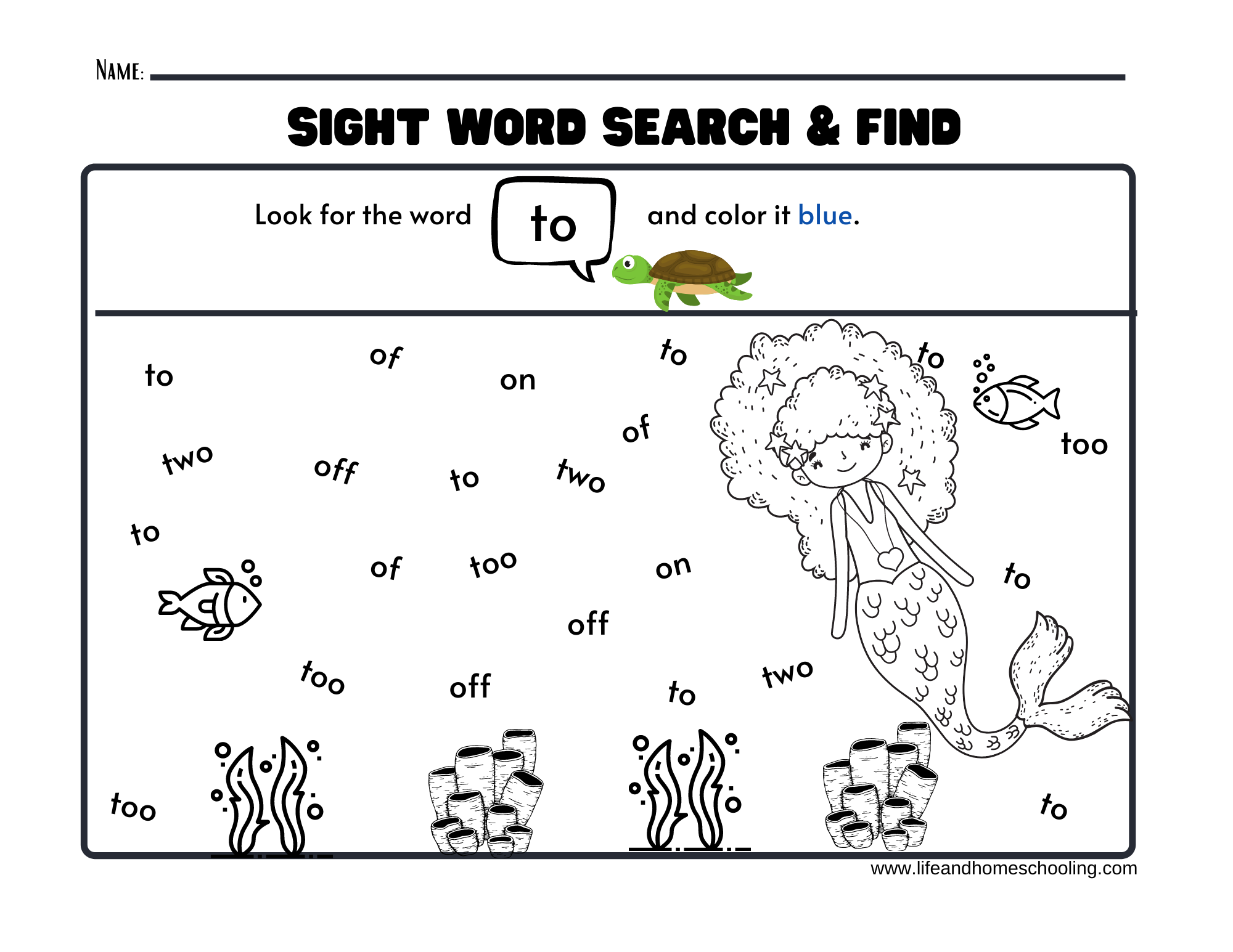 Sight Words Printable Worksheets Mermaid Made By Teachers