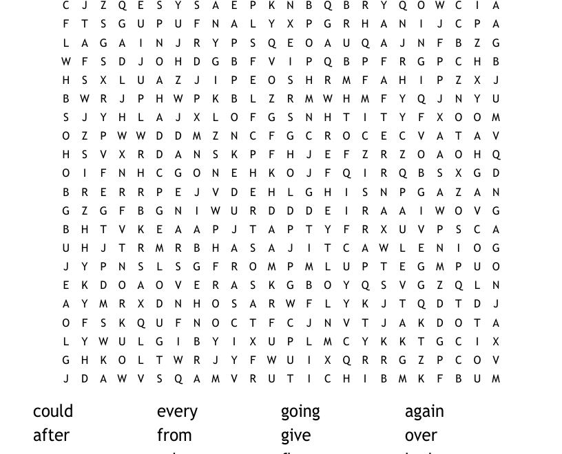 Sight Words Word Search WordMint