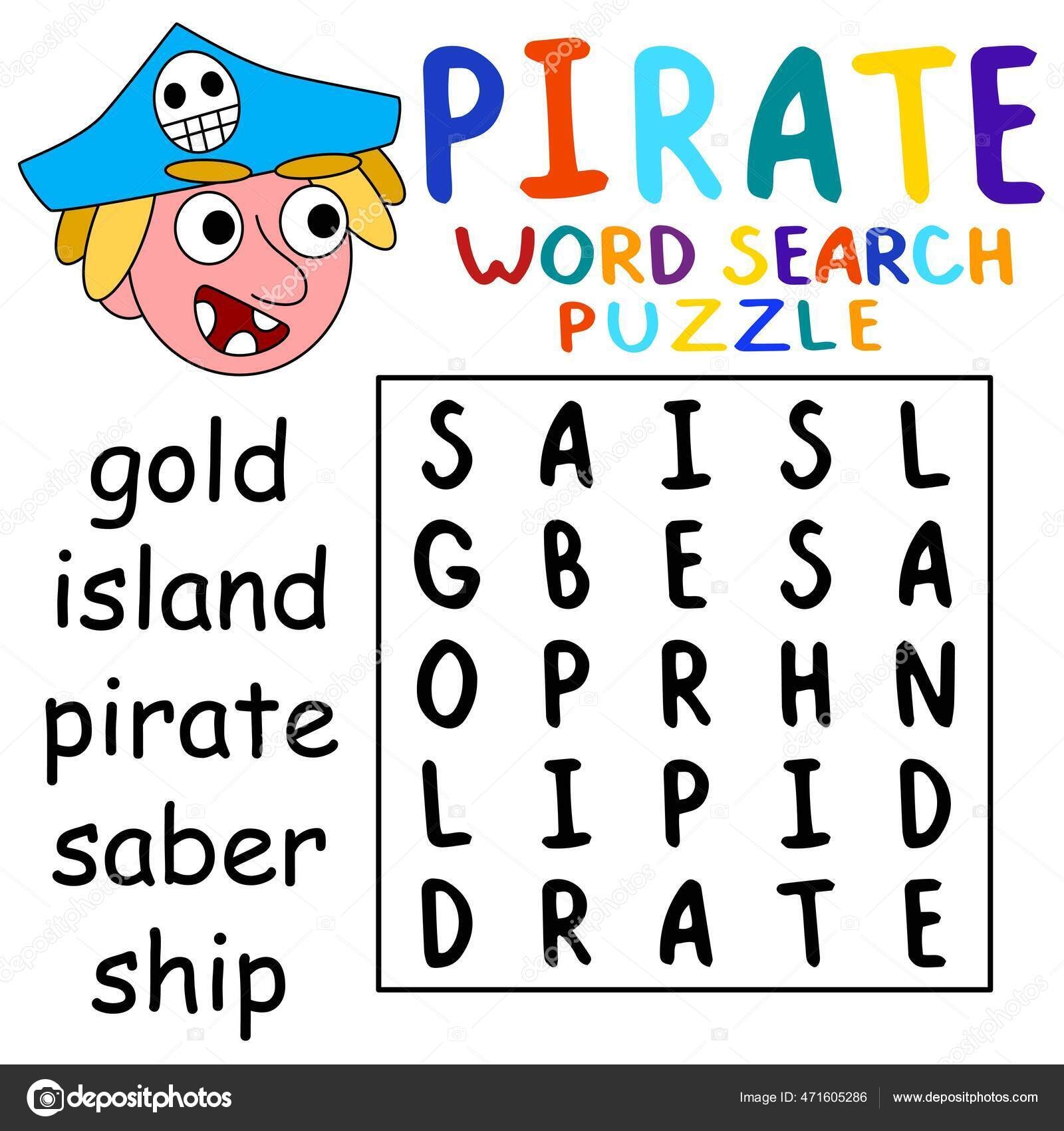Simple Pirate Word Search Puzzle Kids Stock Vector Illustration Funny Stock Vector By Funfish yandex ru 471605286
