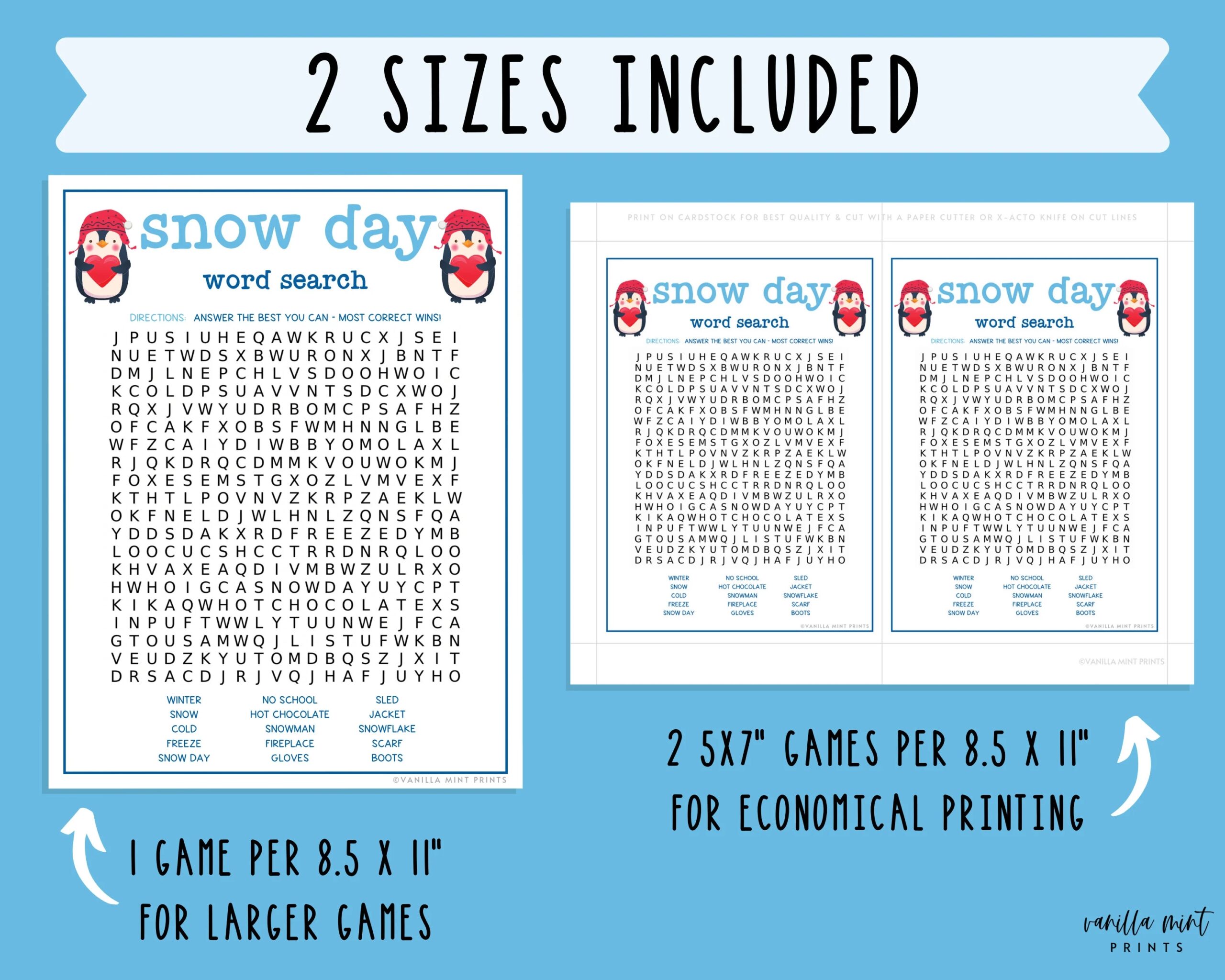 Printable Snow Day Word Search