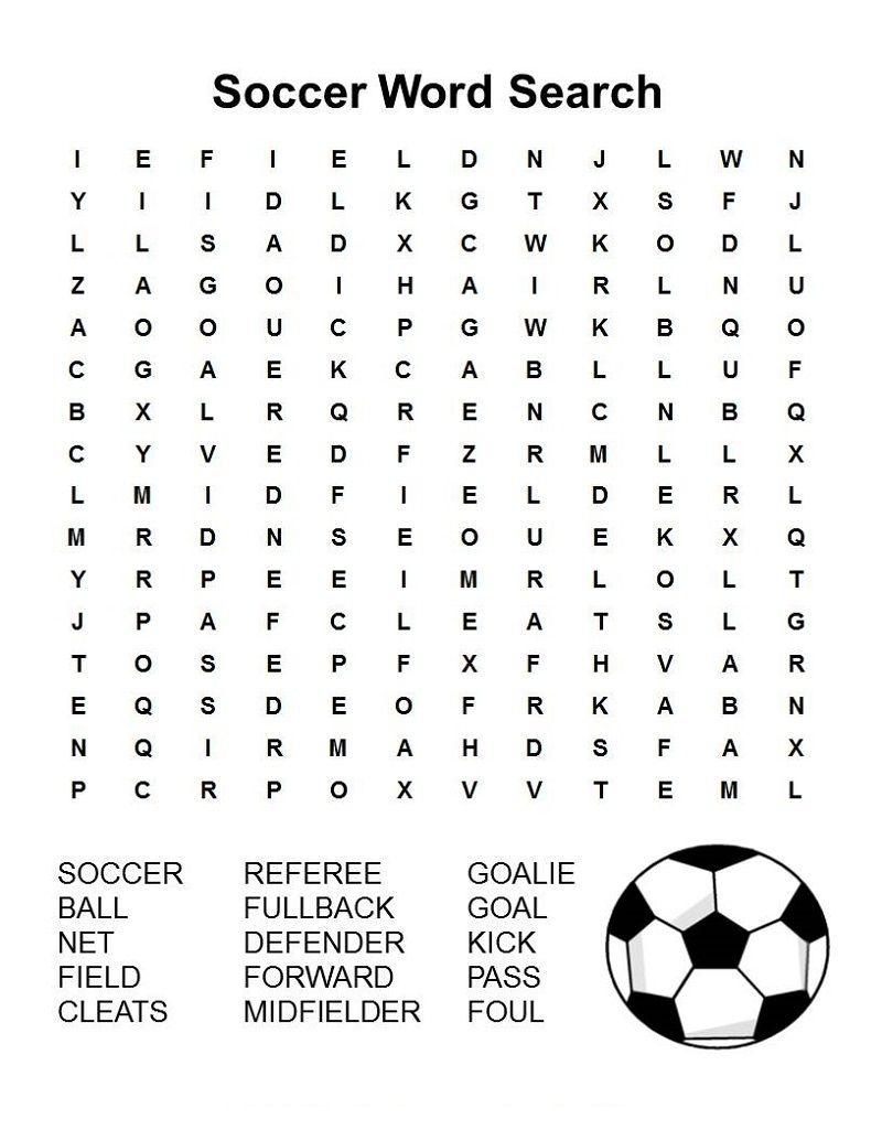Soccer Word Search Fun For Kids