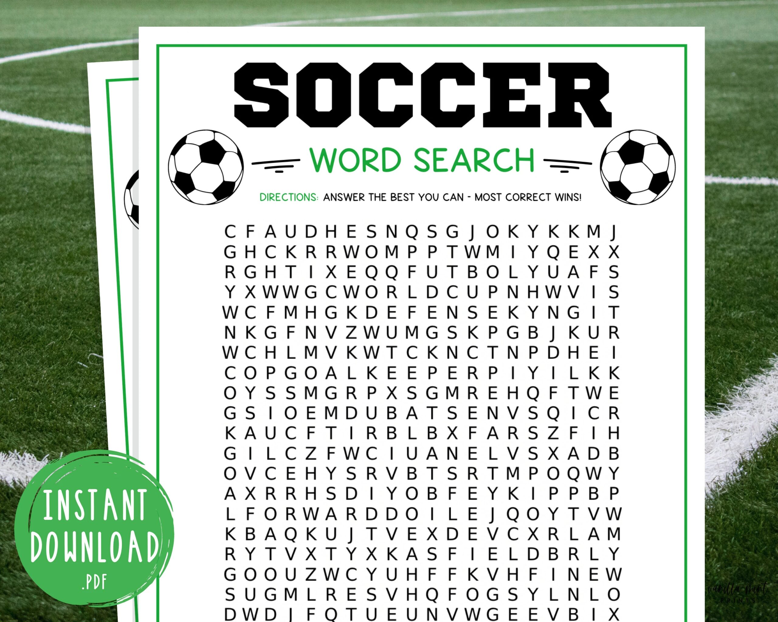 Soccer Word Search Game Printable Soccer Team Party Games Futbol Games For Kids Adults World Cup Activities Kid s Soccer Birthday Etsy