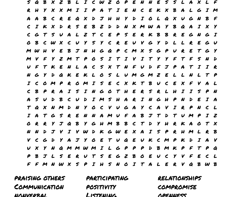Social Skills Word Search WordMint