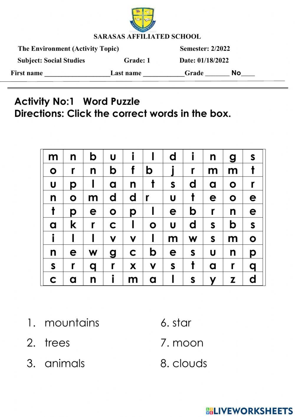 Social Studies Word Puzzle Worksheet Live Worksheets Worksheets Library