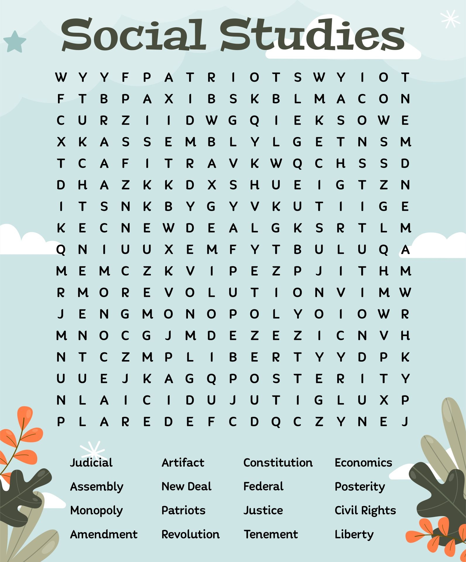 Social Studies Word Search 10 Free PDF Printables Printablee