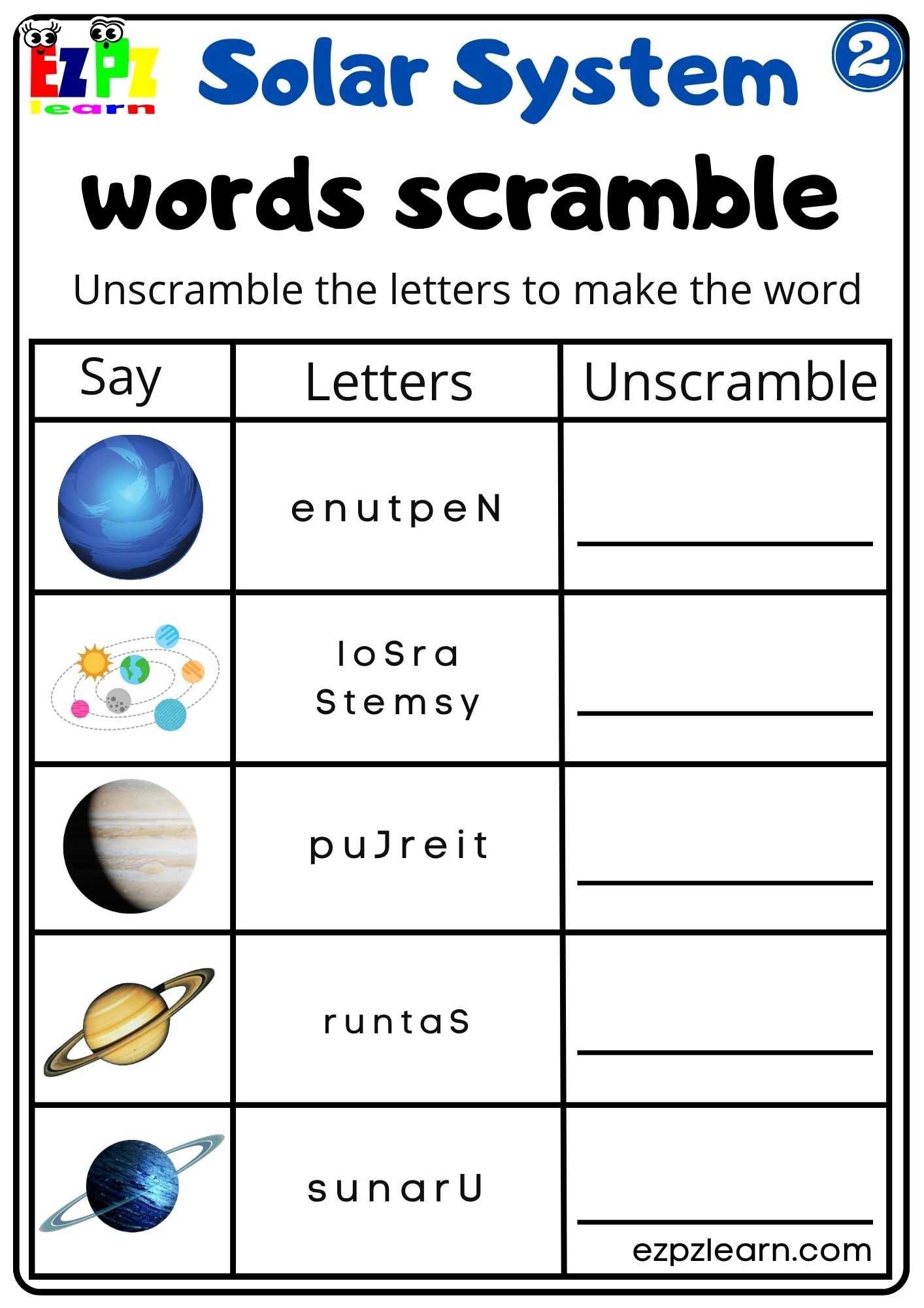 Word Search For The Solar System Printable