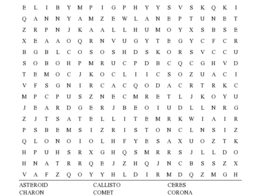 Solar System Word Search