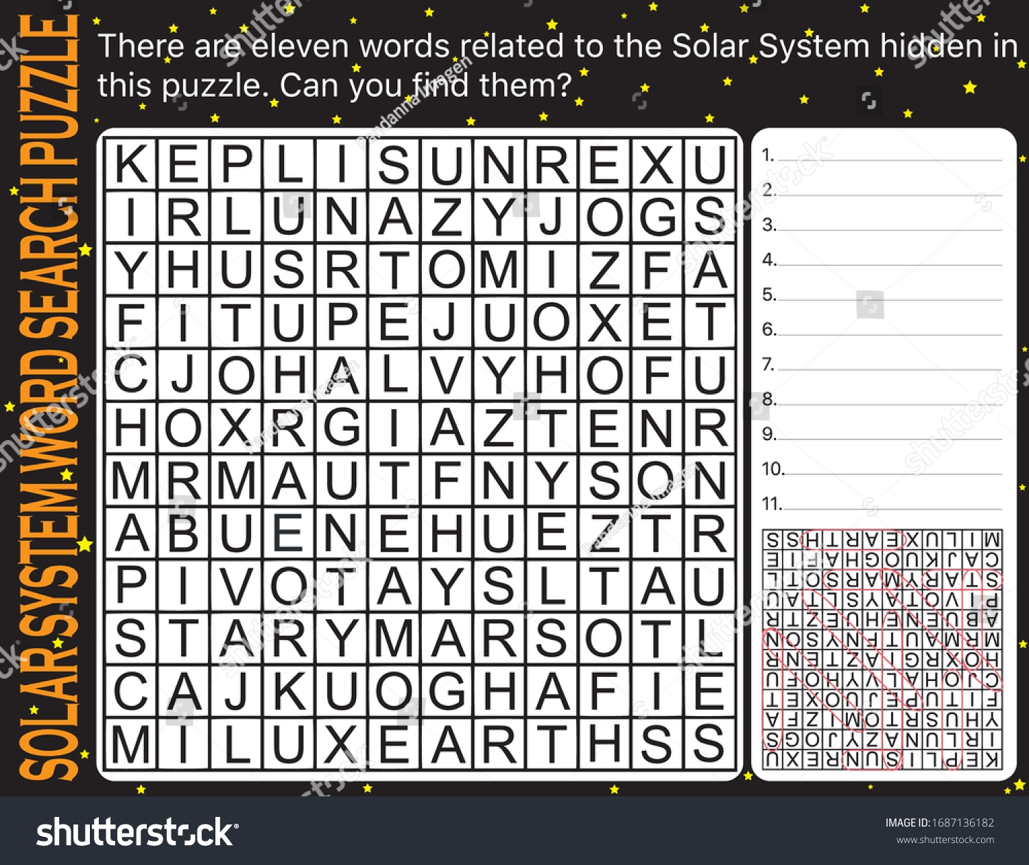 Solar System Word Search Puzzle Printable