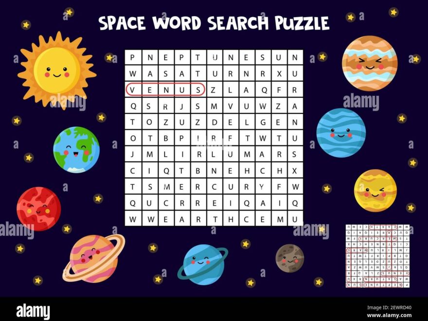 Space Word Search Puzzle For Kids Find Names Of Solar System Planets Stock Vector Image Art Alamy