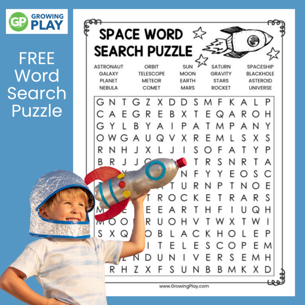 Space Word Search Puzzle Free Printable Growing Play