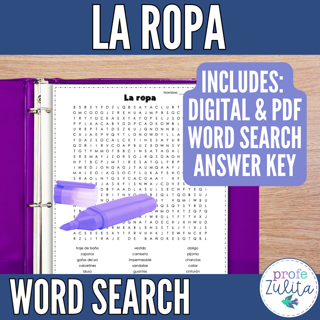 Spanish Clothing Vocabulary Word Search La Ropa B squeda De Palabras Activity Classful Spanish Clothing Vocabulary Word Search La Ropa B squeda De Palabras Activity Classful