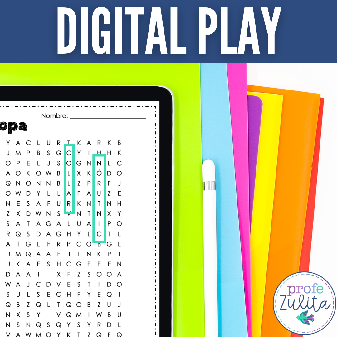 Spanish Clothing Vocabulary Word Search La Ropa B squeda De Palabras Activity Classful Spanish Clothing Vocabulary Word Search La Ropa B squeda De Palabras Activity Classful