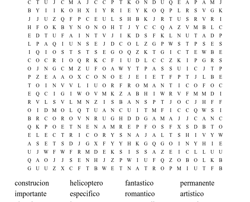 Spanish Cognates Word Search WordMint