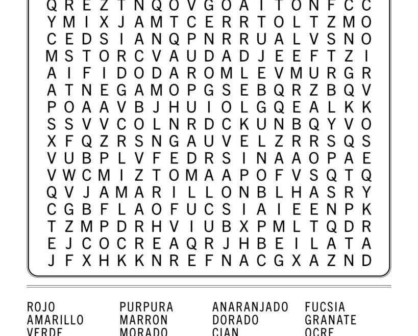 Spanish Colors Word Search Free Printable To Learn The Colors
