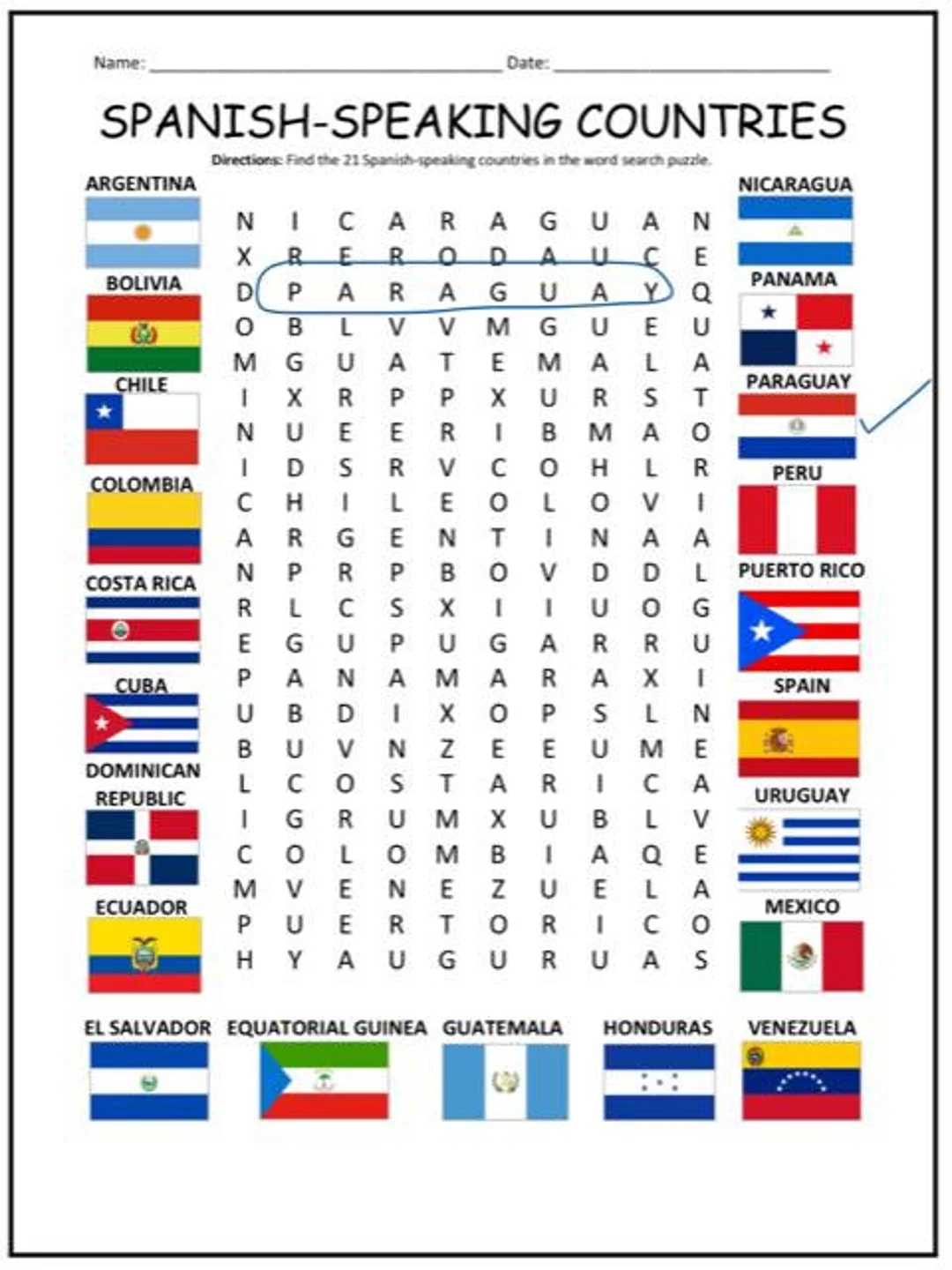 Spanish Speaking Countries Printable Word Search Puzzle Etsy Spanish Speaking Countries Printable Word Search Puzzle Etsy