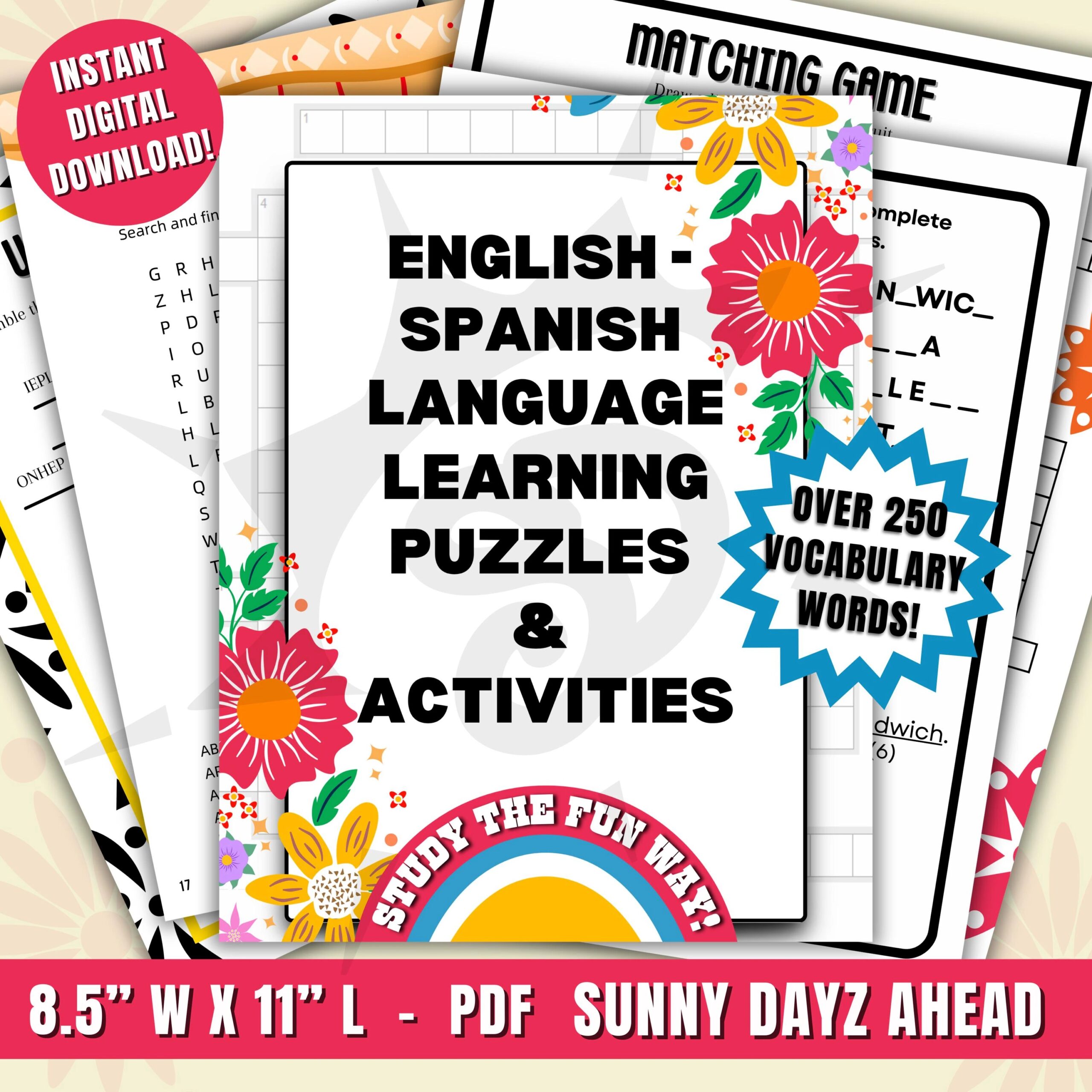 Spanish Word Search Language Learning Printable PDF Fun Educational Classroom Activity Sheets Mexico Vacation Planning Espanol Study Guide Etsy