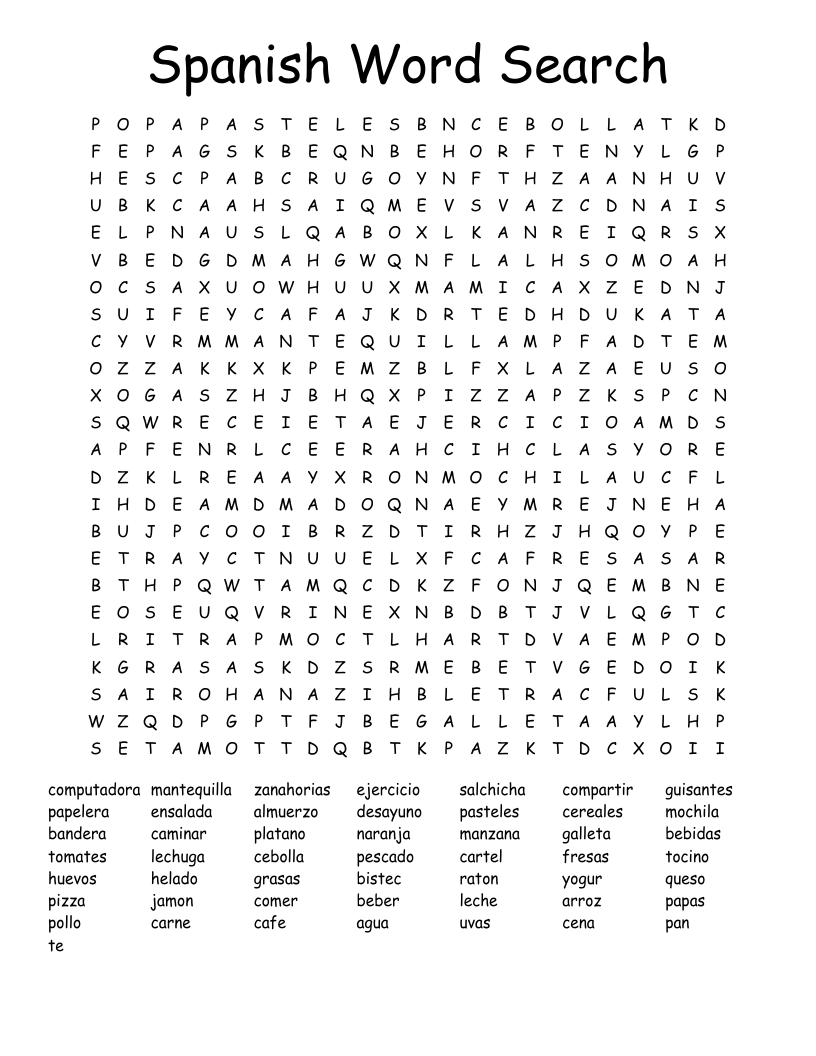 Spanish Word Search WordMint