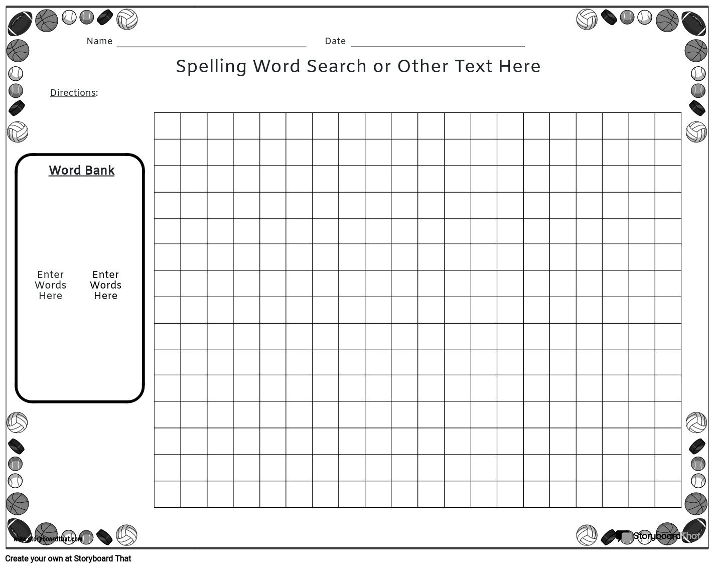 Spelling Practice Worksheet Featuring Sports Balls