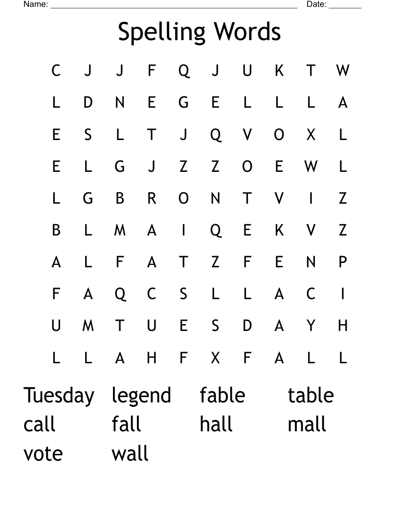 Spelling Words Word Search WordMint