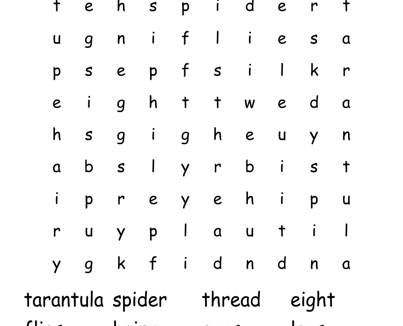 Spider Word Search WordMint
