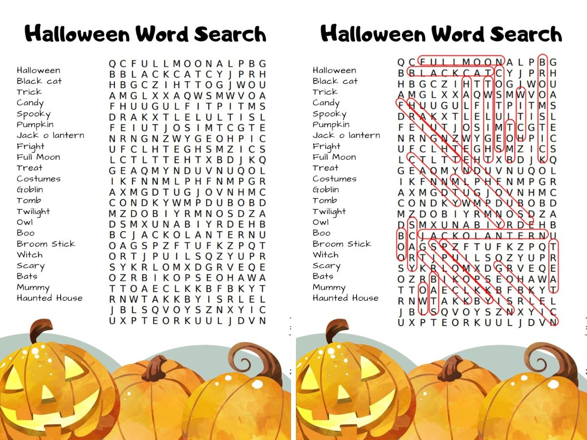 Difficult Halloween Word Search Printable